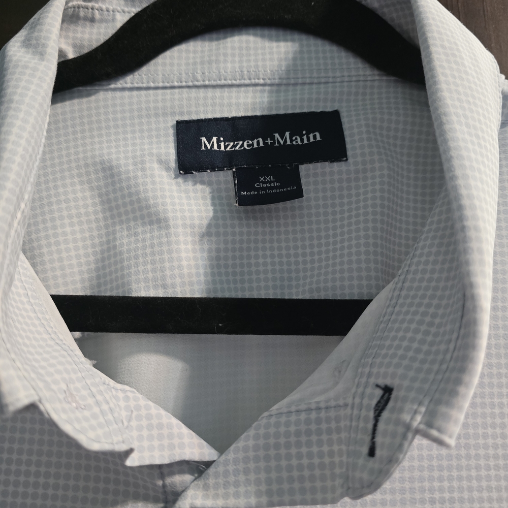 Mizzen+Main Men's Light Gray Patterned Shirt